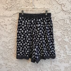 Vintage Seashell Print Wide Leg Culotte Rayon Shorts Size 8